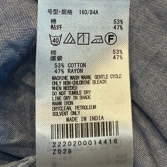 AMERICAN HOLIC Japanese Lagenlook Cottagecore Coastal Chambray Shirt Dress EUC M - Picture 12 of 13